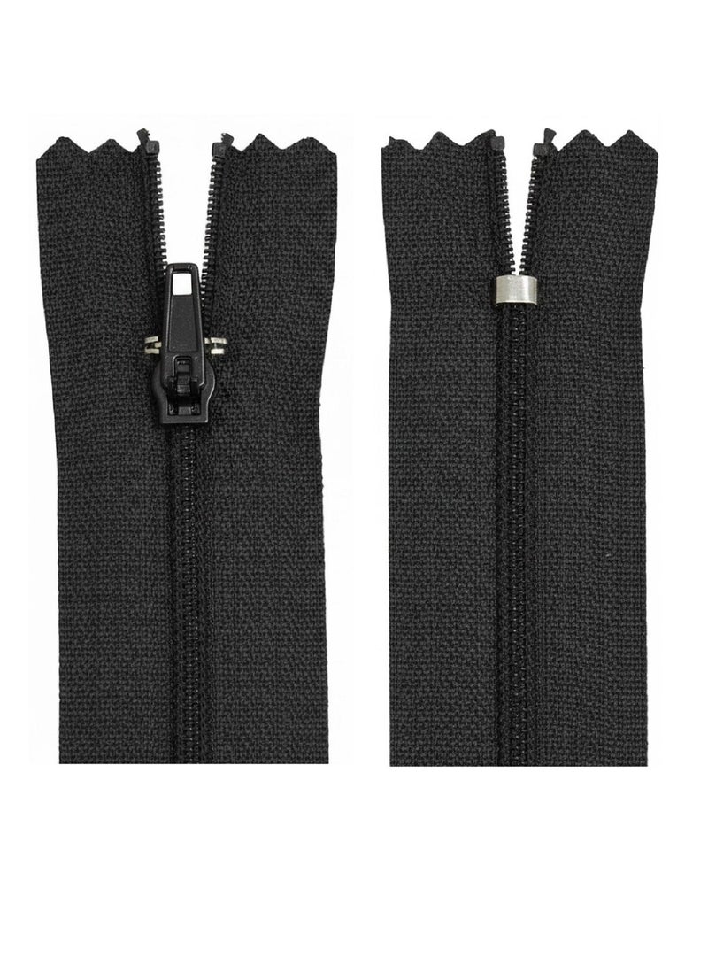 Set of 10 Spiral Zippers 24 cm Nylon Self locking Black - Image 1